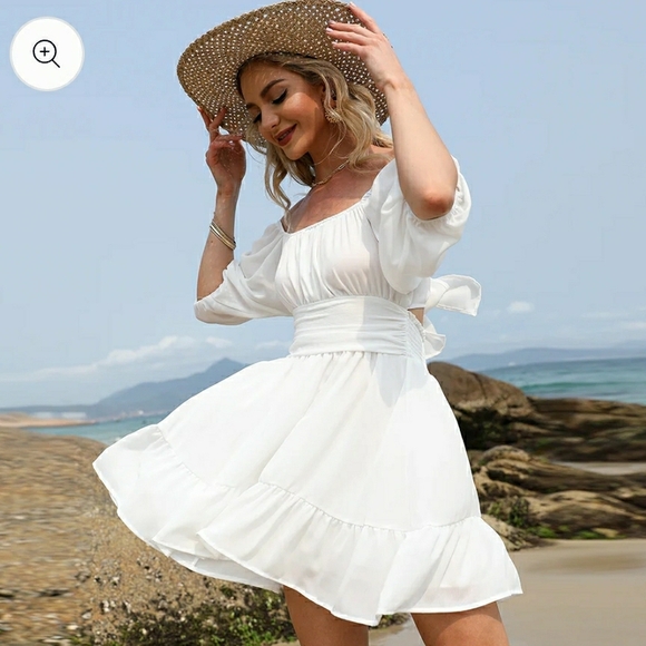 Dresses & Skirts - Elegant White Tie Back Women's Dress